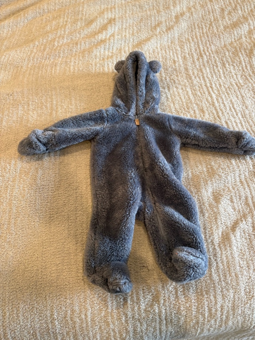 Carter's Plush Gray Hooded Footed One-Piece with Ears